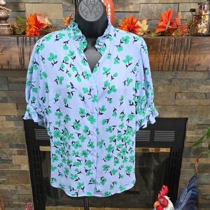 ANN TAYLOR RUFFLE BUTTON TOP